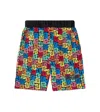 Balmain Monogram Cotton Jersey Shorts In Multicoloured