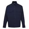 Balmain Monogram Cotton Overshirt In Blue
