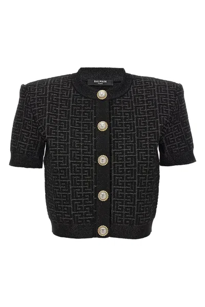 BALMAIN BALMAIN 'MONOGRAM' CROPPED CARDIGAN