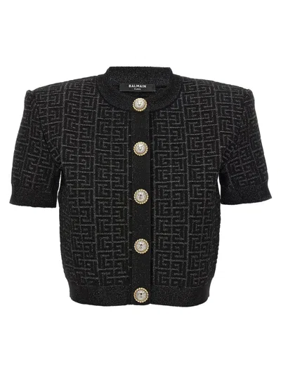Balmain 'monogram' Cropped Cardigan