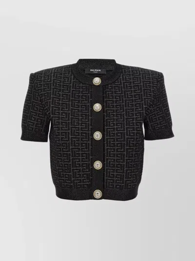 Balmain Pb Labyrinth Knit Cardigan In Black