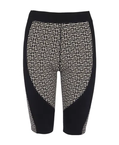 Balmain Monogram Cycling Shorts In Black