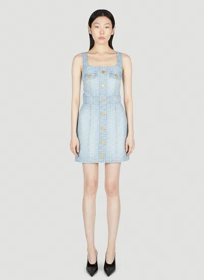 Balmain Monogram Denim Dress In Neutral