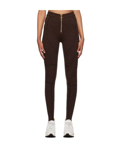 Balmain Monogram Elastic Knitted Casual Pants In Black