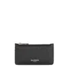 Balmain Monogram-embossed Leather Cardholder In Black
