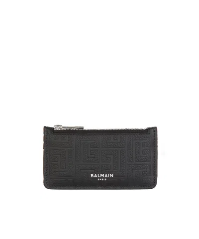 Balmain Leather Coin Purse In Black