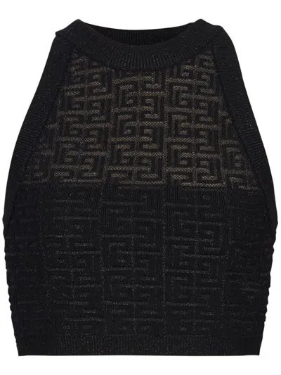 BALMAIN BALMAIN MONOGRAM HALTERNECK TOP