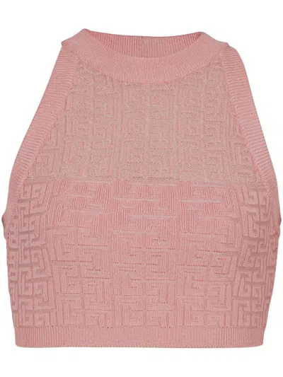 BALMAIN BALMAIN MONOGRAM HALTERNECK TOP