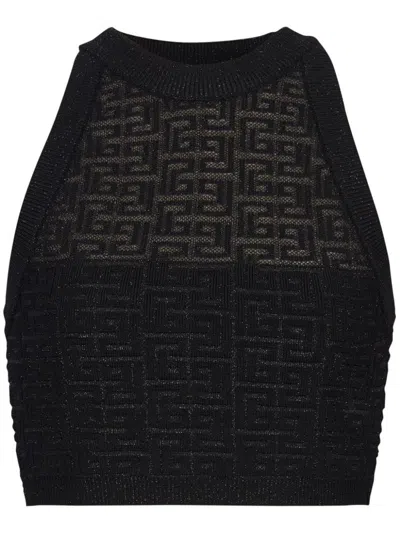 BALMAIN BALMAIN MONOGRAM HALTERNECK TOP