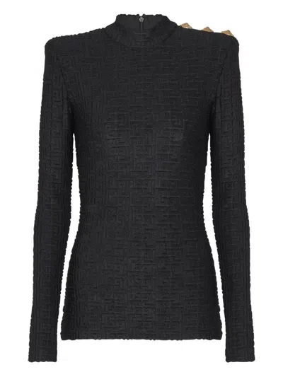 BALMAIN BALMAIN MONOGRAM HIGH-NECK TOP