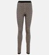 Balmain Monogram-print High-waisted Leggings In Ivoire/noir