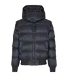 Balmain Short Nylon Jacquard Down Jacket With Black Monogram Men In Black