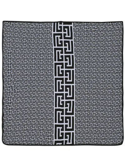 Balmain Monogram-intarsia Blanket In White