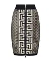 Balmain Pencil Skirt In Monogram Knit In Black