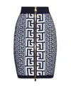 Balmain Pencil Skirt In Monogram Knit In Black