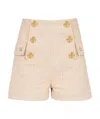Balmain Monogram Jacquard Button-front Shorts In Nude
