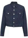 Balmain Monogram-jacquard Denim Jacket In Blue