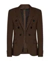 Balmain Monogram-jacquard Double-breasted Blazer In Black