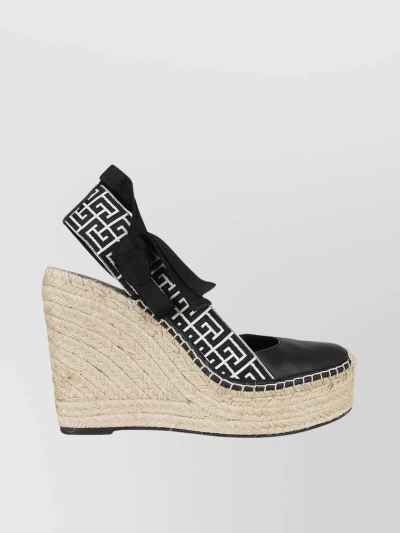 Balmain Espadrille Wedge Alex-monogram Jacquard In White