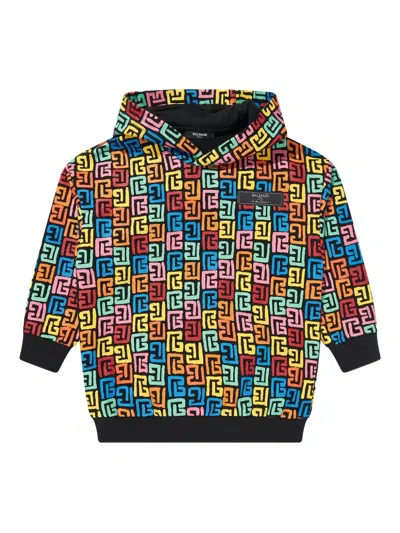 BALMAIN MONOGRAM-JACQUARD HOODIE
