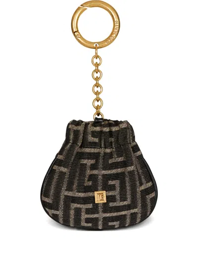 Balmain Pulse Monogram Jacquard Key Ring In Red