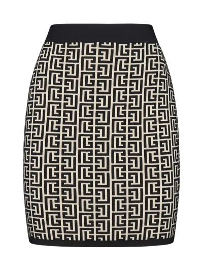 Balmain Wool Skirt In White