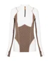 Balmain Monogram Jacquard Knit Top In Brown