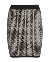 Balmain Monogram Wool Pencil Skirt With Zip In Black