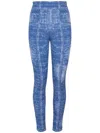 Balmain Jacquard Knit Leggings With Denim Effect In Blue