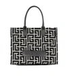 Balmain B-army 42 Monogrammed Jacquard And Leather Tote Bag In Black