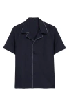 Balmain Monogram Jacquard Pajama Shirt In Blue