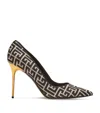 Balmain Ruby 100mm Monogram-jacquard Pumps In Black