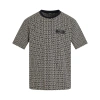 Balmain Grey T-shirt With Logo Applied On The Chest And All-over Labyrinth Motif In Cotton Man