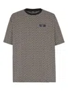 Balmain Grey T-shirt With Logo Applied On The Chest And All-over Labyrinth Motif In Cotton Man