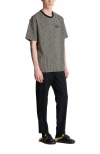 Balmain Grey T-shirt With Logo Applied On The Chest And All-over Labyrinth Motif In Cotton Man