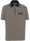 Balmain Men Labyrinth Polo Shirt With Jacquard Effect In Brown