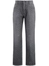 Balmain Jacquard Monogram Jeans In Blue