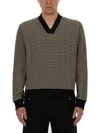 Balmain Geometric Monogram Jersey With Deep V-neckline In Multicolour