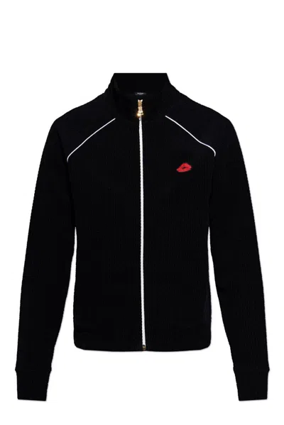 Balmain Black Monogram Kiss Jersey Track Jacket