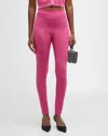 Balmain Monogram Knit Leggings In Pink Multi