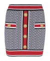 Balmain Multicolor Buttoned Monogram Knit Mini Skirt In Black