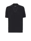 Balmain Monogram Knit Polo In Black