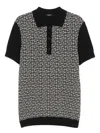 Balmain Monogram Pattern Polo With Classic Collar In Black