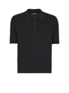 Balmain Textured Black Knitted Polo With Classic Collar In Black