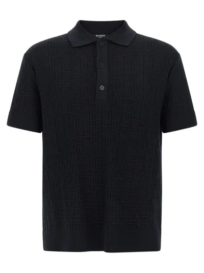 BALMAIN BALMAIN 'MONOGRAM' KNIT POLO SHIRT