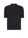 Balmain Textured Black Knitted Polo With Classic Collar In Black