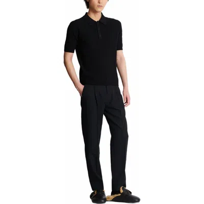 Balmain Monogram Knit Polo Shirt In Black
