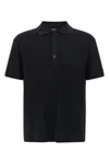 Balmain Textured Black Knitted Polo With Classic Collar In Multi