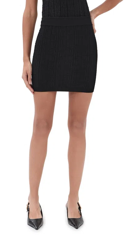 Balmain Monogram Knit Short Skirt Noir In Black