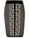 Balmain White Monogram Knit Skirt In Multi
